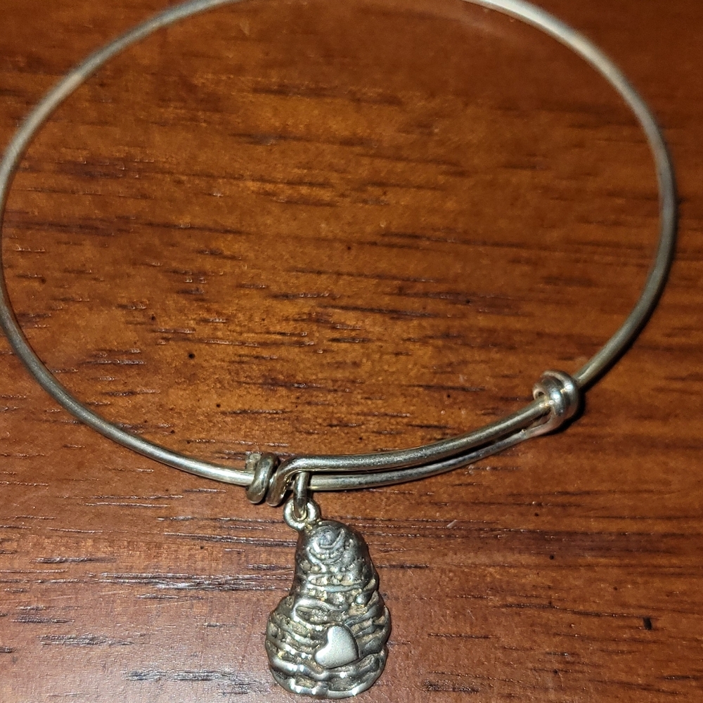 Sterling Silver 925 Bangle Bracelet Charm Bee Hive Nest Bumble